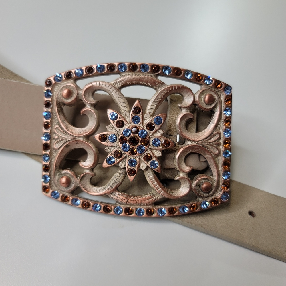 Brambilla Genuine Leather Belt Jeweled Buckle  L - Picture 7 of 7